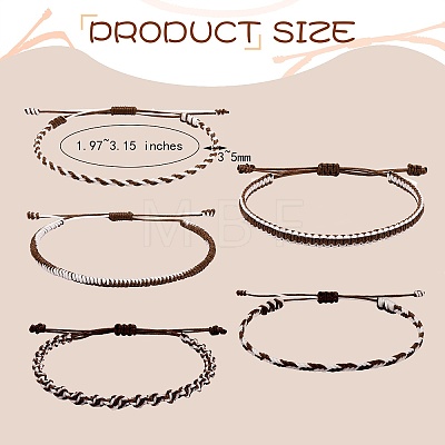 5Pcs 5 Style Nylon Thread Woven Braided Bracelets Set BJEW-SW00052-1