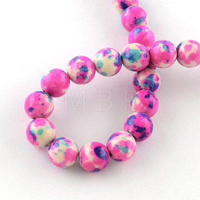 Dyed Natural Ocean White Jade Round Bead Strands G-R295-6mm-10-1