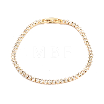 Brass Pave Clear Cubic Zirconia Horse Eye Link Bracelets BJEW-YWC0002-03A-G-1