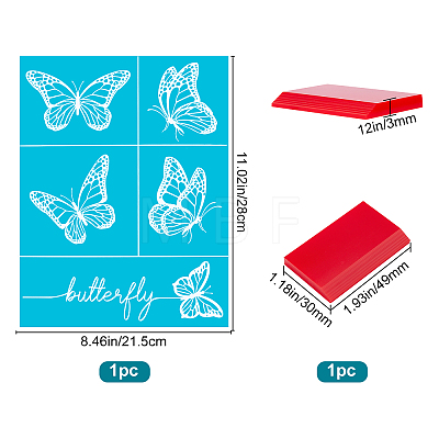 Gorgecraft 1 Sheet Butterfly Pattern Self-Adhesive Silk Screen Printing Stencil DIY-GF0004-06-1