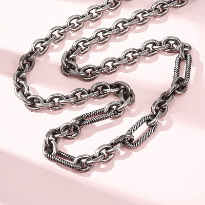 Vintage 304 Stainless Steel Figaro Chain Cable Chain Necklaces NJEW-C115-03AS-1