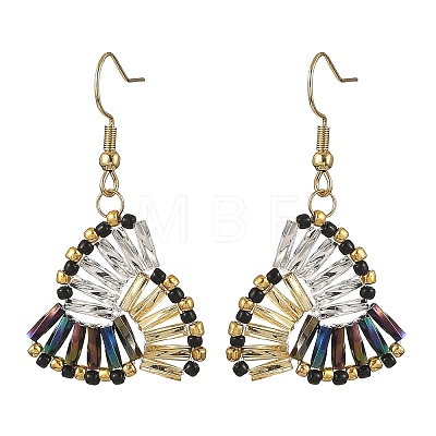 304 Stainless Steel with Glass Seed Beads Dangle Earrings EJEW-MZ00821-01-1