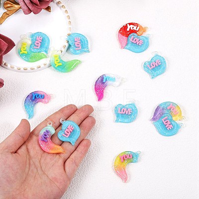 10 Sets Gradient Color Opaque Resin Pendants RESI-SZ0001-91C-1