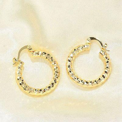 Brass Two Tone Hoop Earrings EJEW-B117-06C-G-1