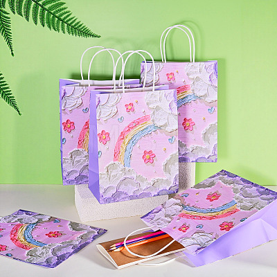 6Pcs Flower Printed Paper Gift Bags ABAG-TADJ0001-08B-1