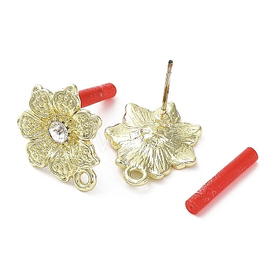 Rack Plating Alloy Flower Stud Earrings Finding EJEW-B030-08G-1