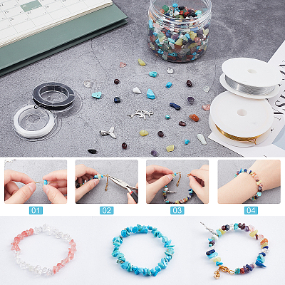  DIY Stretch Bracelets and Wire Wrapped Pendants Making Kits DIY-NB0001-99-1