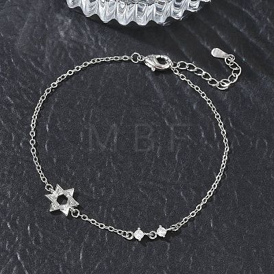 Brass Micro Pave Clear Cubic Zirconia Link Bracelets BJEW-E114-01A-P-1