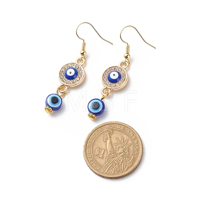 Crystal Rhinestone Dangle Earrings with Enamel Evil Eye EJEW-JE05012-01-1