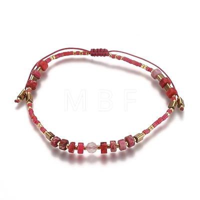 Adjustable Natural Gemstone Braided Bead Bracelets BJEW-L669-C-1