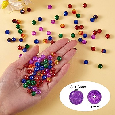 300Pcs 6 Colors Spray Painted Crackle Glass Beads CCG-SZ0001-11E-1