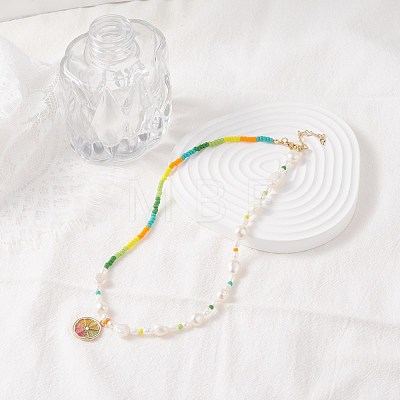 Lemon Slice Enamel Pendant Necklace for Girl Women X1-NJEW-TA00013-1