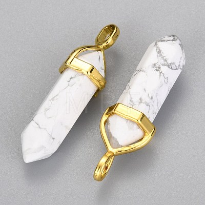 Natural Howlite Double Terminated Pointed Pendants G-G902-B21-1
