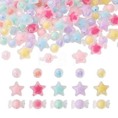 Beadthoven 120Pcs 3 Style Transparent Acrylic Beads TACR-BT0001-03-1