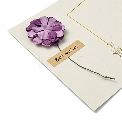 Dried Carnation Paper Thank You Greeting Cards AJEW-K043-01F-1