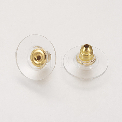Brass Bullet Clutch Bullet Clutch Earring Backs with Pad KK-E446-14G-1