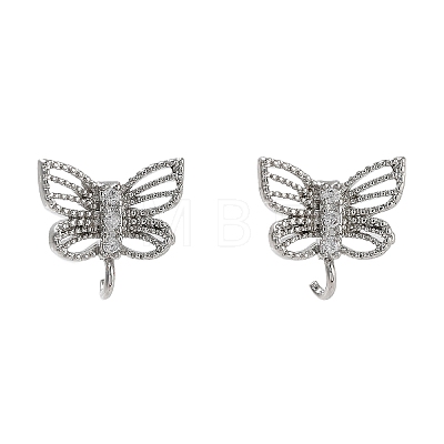 Brass Micro Pave Cubic Zirconia Stud Earrings Finding KK-K364-05P-1