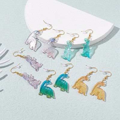 Acrylic Dinosaur Pendants Dangle Earrings EJEW-JE04581-1
