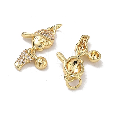 Brass Micro Pave Clear Cubic Zirconia Pendants KK-K420-08G-1
