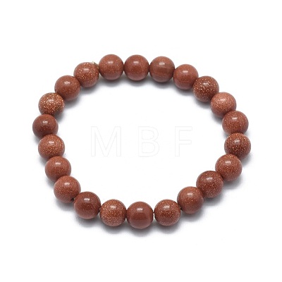 Synthetic Goldstone Beads Stretch Bracelets BJEW-G617-01B-01-1