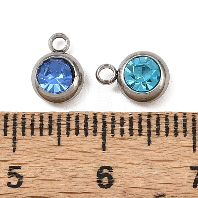 Birthstone 201 Stainless Steel Rhinestone Charms STAS-G368-01P-1