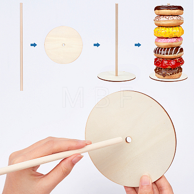 Fingerinspire 6 Sets 6 Styles Wooden Donut Holder ODIS-FG0001-26-1