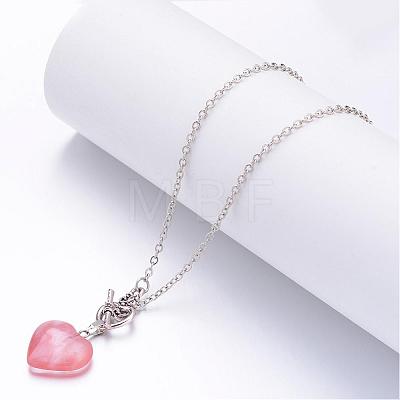 Natural & Synthetic Mixed Stone Pendant Necklaces NJEW-JN01649-1