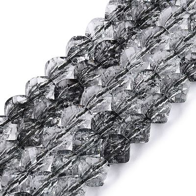 Crackle Transparent Glass Beads Strands GLAA-N068-02A-01-1