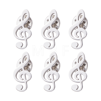 6Pcs Musical Note 304 Stainless Steel Lapel Pin Backs for Backpack Clothes JEWB-FH0003-12P-1