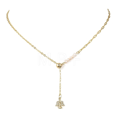 Adjustable Brass Cable Chain & Paperclip Chain Lariat Necklaces NJEW-JN06150-01-1