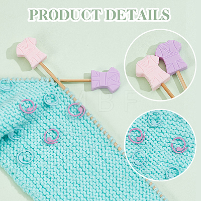  6Pcs 6 Styles Female Nurse Clothes Silicone Beads Knitting Needle Protectors/Knitting Needle Stoppers DIY-NB0010-35-1