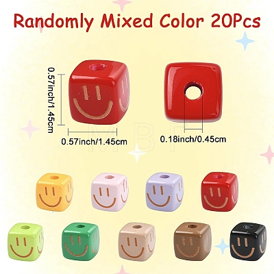 20Pcs Baking Paint Opaque Acrylic Beads OACR-YW0004-29-1