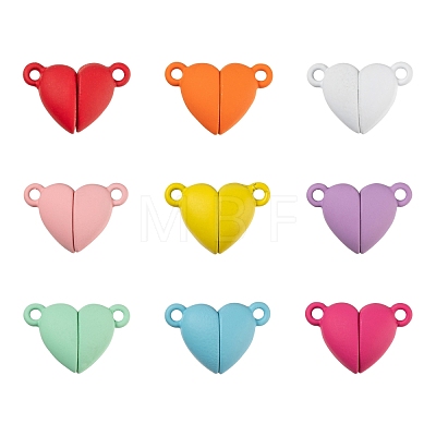 18 Sets 9 Colors Spray Painted Alloy Magnetic Clasps with Loops FIND-LS0001-65-1
