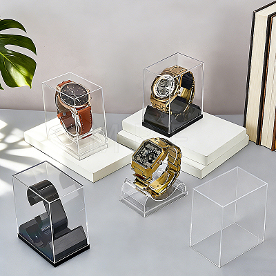 6Pcs 2 Colors Plastic Single Watch Display Cases CON-PH0003-65-1
