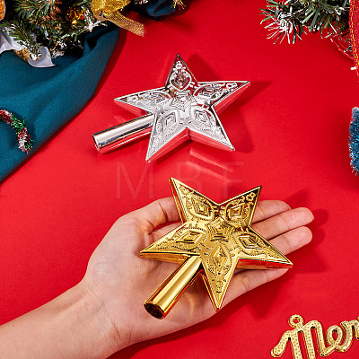 2Pcs 2 Colors Plastic Christmas Treetop Star Ornament AJEW-TA0003-49-1
