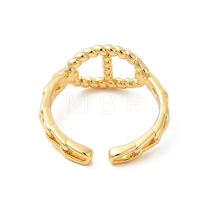Rack Plating Brass Hollow Out Oval Open Cuff Ring for Women RJEW-D076-04G-1