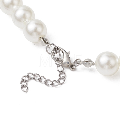 Round ABS Plastic Imitation Pearl Beads Necklace and Dangle Earring Sets for Women SJEW-JS01305-1