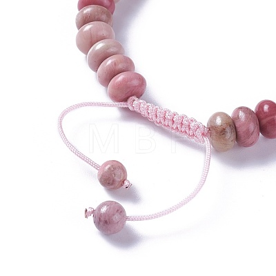 Adjustable Natural Rhodonite Braided Bead Bracelets BJEW-F369-A14-1