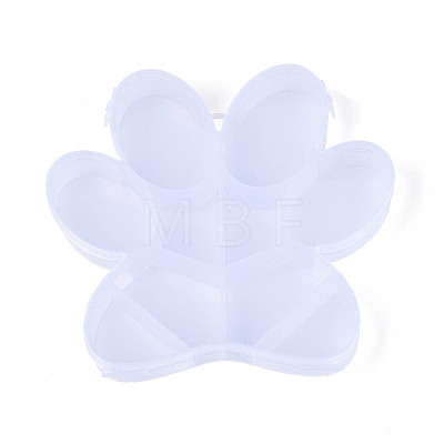 Paw Print 10 Grids Plastic Bead Storage Containers with Hinged Lid CON-T001-05-1
