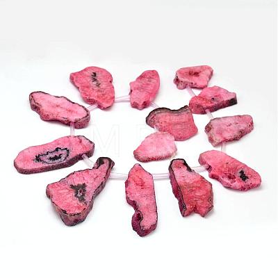 Dyed Natural Agate Nuggets Beads Strands G-E331-08G-1