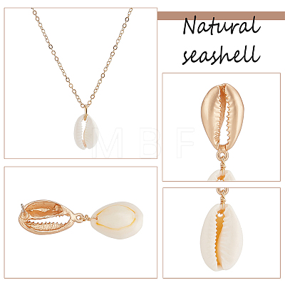 Nnatural Shell Dangle Stud Earrings & Pendant Necklace SJEW-AN0001-11-1