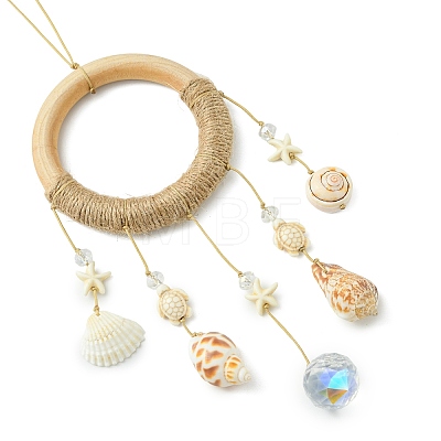 Coastal Shell & Starfish Hanging Ornament HJEW-TA00473-1