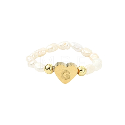 Natural Freshwater Pearl & 304 Stainless Steel Bead Finger Rings RJEW-FS00001-07-1