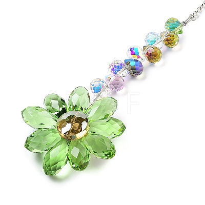 Glass Flower Hanging Suncatchers HJEW-C009-01B-1