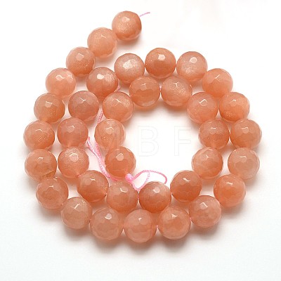 Grade AAA Natural Gemstone Sunstone Faceted Round Beads Strands G-E251-35-6mm-1