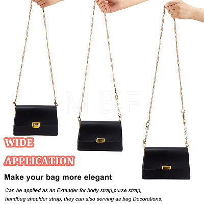 WADORN 3Pcs 3 Style Plastic Imitation Pearl & Iron Curb Chain Bag Handles DIY-WR0002-71A-1