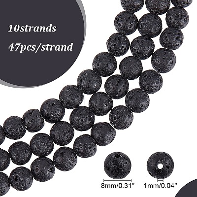 Synthetic Lava Rock Beads Strands X-G-S277-8mm-01-1