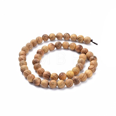Natural Wood Beads Strands X-WOOD-F008-05-C-1