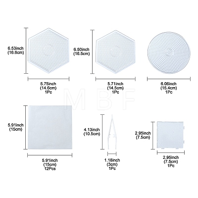 Hexagon & Flat Round & Square ABC Plastic Pegboards DIY-YW0008-46-1