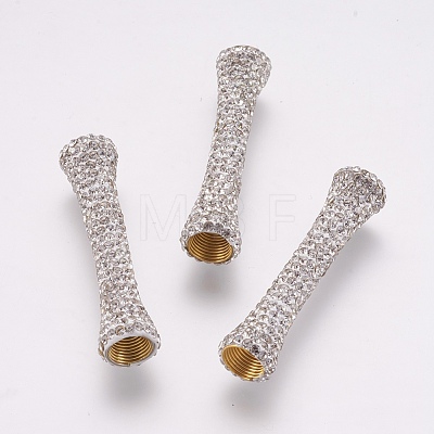 Polymer Clay Rhinestone Tube Beads RB-K054-10B-1